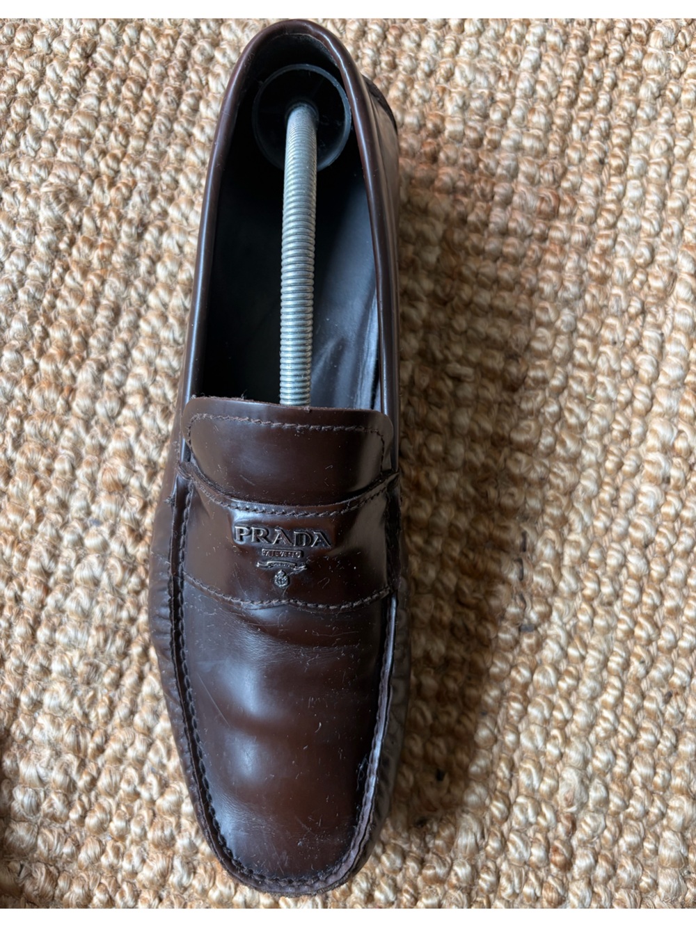 Prada Dark Brown Leather Penny Loafers